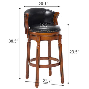 English Elm Cow Leather Swivel Barstool Solid Hardwood Frame 360 Spin Kitchen Counter Seating W2195P399438