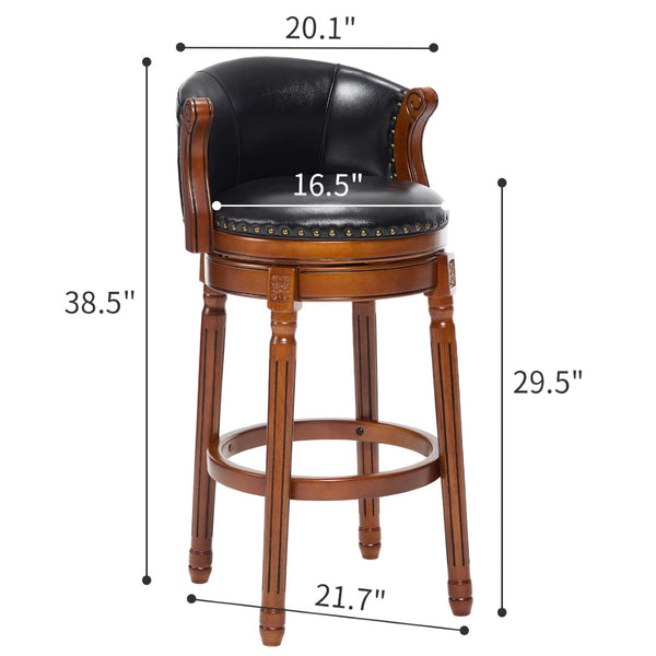 English Elm Cow Leather Swivel Barstool Solid Hardwood Frame 360 Spin Kitchen Counter Seating W2195P399438