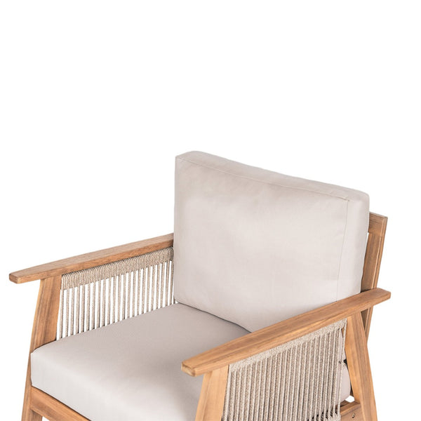 English Elm Outdoor Acacia Hardwood Patio Chair Handwoven Rope Weave with Weather Ready Cushions N757P238680B
