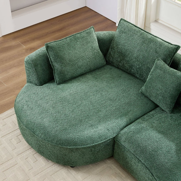 English Elm Oversized Boucle Sectional Sofa Curved 5 Seat Cloud Design with Left Chaise Lounge W876S00318