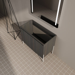 English Elm 36" Freestanding Bathroom Vanity Cabinet, Slim 37x21x6.3" Storage Console with Soft-Close Doors, KD Package Excluding Sink W1972P243177