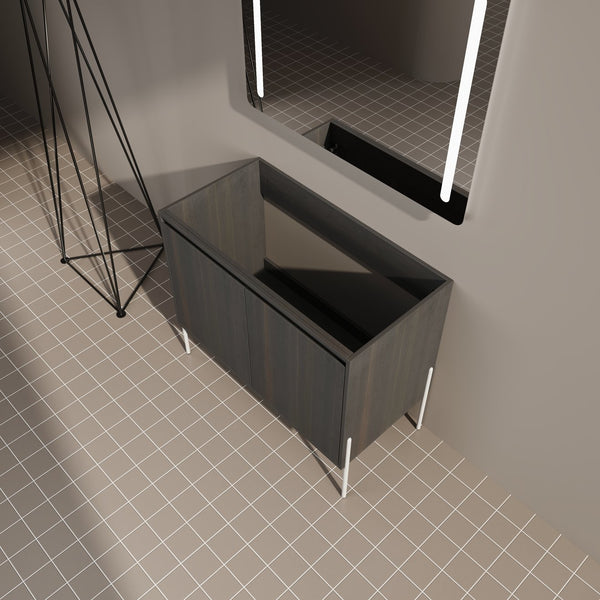 English Elm 36" Freestanding Bathroom Vanity Cabinet, Slim 37x21x6.3" Storage Console with Soft-Close Doors, KD Package Excluding Sink W1972P243177