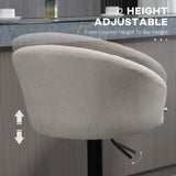 English Elm Homcom Adjustable Swivel Bar Stools Set Of 2, Linen Touch Fabric, ‎Beige