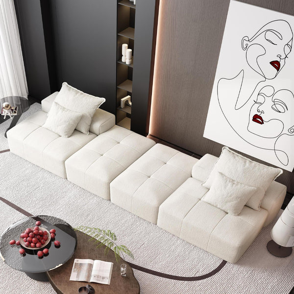 English Elm Modern Oversized Modular Sectional Sofa With Ottomans & Pillows - No Assembly, Soft Chenille Comfort W1885S00061