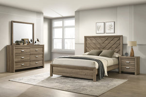 English Elm 1pc Full Panel Bed with Plush Channel Tufted Headboard, Neutral Finish, Contemporary Frame, Simple Assembly Light Brown 59.45 L x 33.54 W x 5.16 H B2741S00603