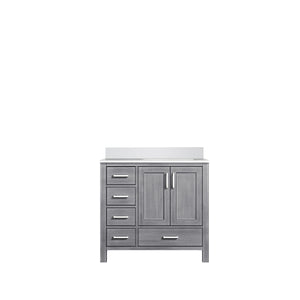 English Elm Distressed Grey Bath Vanity With Cultured Marble Top - 36" W X 22" D, Rustic Charm & Storage Solutions B2731P259046