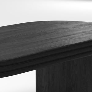 English Elm Mid Century Modern Oval Fluted Coffee Table with Wood Veneer for Living Room Black W757P370255