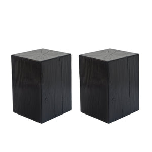 English Elm Christopher Knight Home® - Wood-Look Square-Column End Table, 18" H - Rustic Distressed Finish, Indoor/Outdoor Versatility, Black N770P291199B