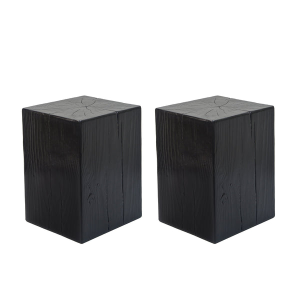English Elm Christopher Knight Home® - Wood-Look Square-Column End Table, 18" H - Rustic Distressed Finish, Indoor/Outdoor Versatility, Black N770P291199B