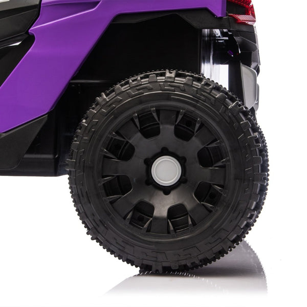 English Elm 24v Kids Utv Ride on with Dual 80w Motors Remote Control and Four Wheel Suspension Purple+Black W1578P343323