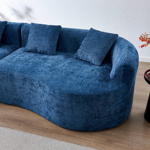 English Elm 111" L Shaped Cloud Sofa Plush Chenille Upholstered High Density Foam Apartment Living Room Blue W1669S00055