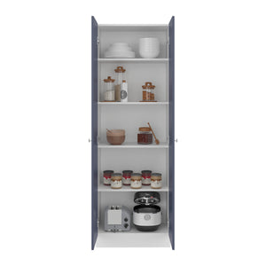 English Elm Pantry Cabinet 71.1" H Alby Blue & White, 2 Doors 5 Shelves Tall Engineered Wood Organizer, Eco-Friendly B097P395891