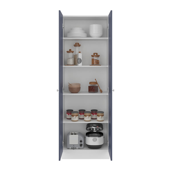 English Elm Pantry Cabinet 71.1" H Alby Blue & White, 2 Doors 5 Shelves Tall Engineered Wood Organizer, Eco-Friendly B097P395891