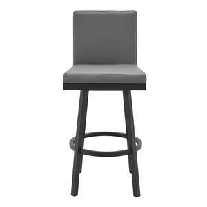 English Elm Alure 30" Swivel Barstool - Modern Black Metal Frame With Gray Faux Leather For Chic Spaces B2736P268549