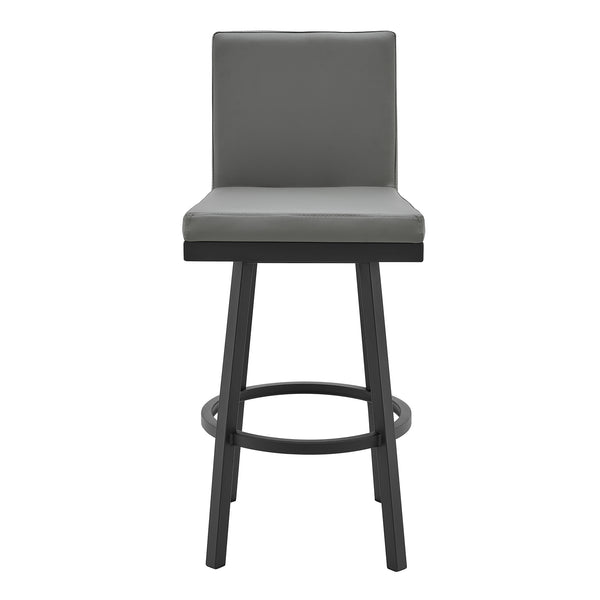 English Elm Alure 30" Swivel Barstool - Modern Black Metal Frame With Gray Faux Leather For Chic Spaces B2736P268549