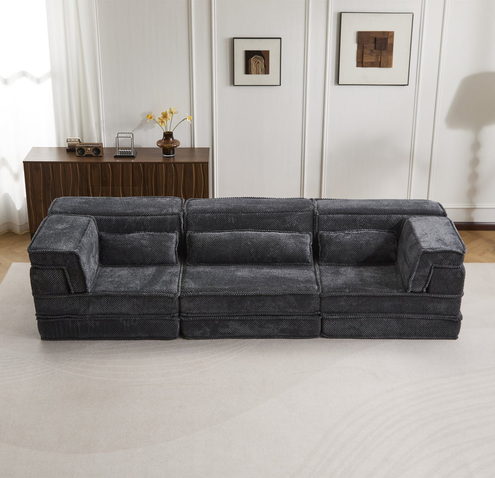 English Elm Compression Oversized Boneless Modular Sofa Bed - Versatile, No Assembly, Memory Foam Comfort In Dark Grey W3723S00021