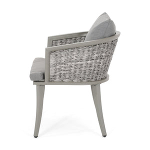 English Elm Christopher Knight Home® - PEBBLE Chair Gray PE Rattan Lounge with Iron Frame and Waterproof Cushion — Stylish Compact 30x18.6" 67847.00GRY