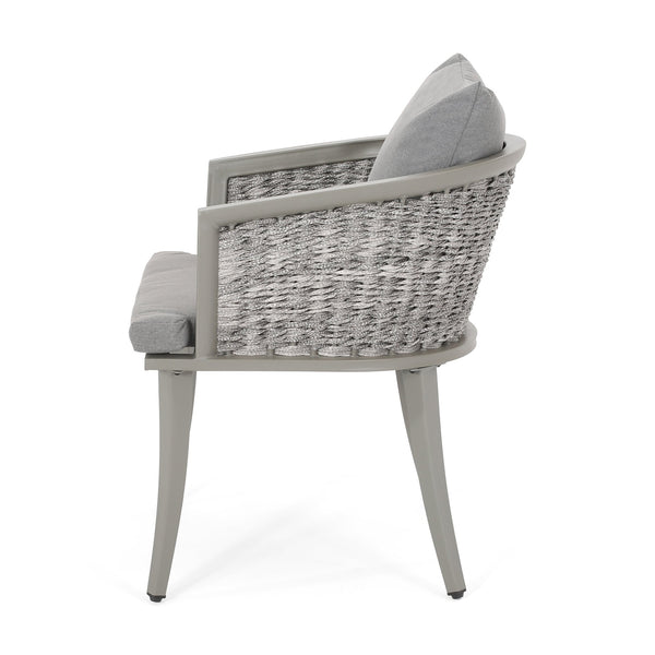 English Elm Christopher Knight Home® - PEBBLE Chair Gray PE Rattan Lounge with Iron Frame and Waterproof Cushion — Stylish Compact 30x18.6" 67847.00GRY