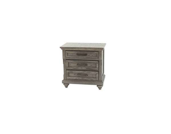 English Elm Contemporary Antique Gray Oak Nightstand with Spacious Drawers, Sturdy Modern Bedside Storage 29"H B011P210120