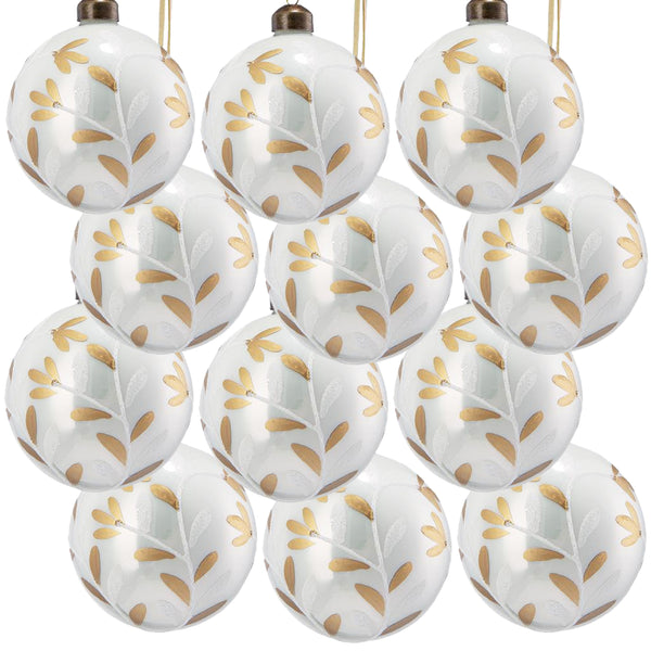 English Elm D3" Elegant Glass Christmas Ball Ornaments Set Of 12 – Perfect Holiday Decor For Trees & Events! W2078P247892