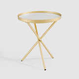 Trebent Glam 18" 3-Leg Side Table – Luxe Faux Marble Top with Gold Base, Perfect for Small Spaces