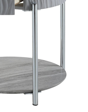 English Elm Yukino Gray High Gloss End Table With Chrome Legs – Stylish Storage For Modern Living Spaces B2726P265753-GIGA