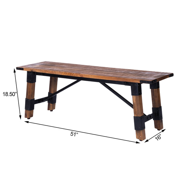 Butler Specialty Mountain Lodge Wood & Metal Bench - Sturdy Industrial-style Seating For Entryway Or Sunroom Natural Wood Mango Solids,Iron 5478330-butler