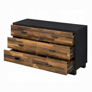 English Elm Walnut Modern 6-Drawer Dresser with English Dovetail & Metal Glides — Spacious, Durable Storage B062P209033