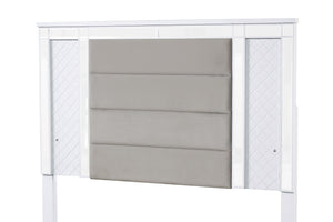 English Elm Livorno Silver Champagne Queen Bed with Velvet Upholstered Headboard, LED Lighting & Mirror Trim B078S00610