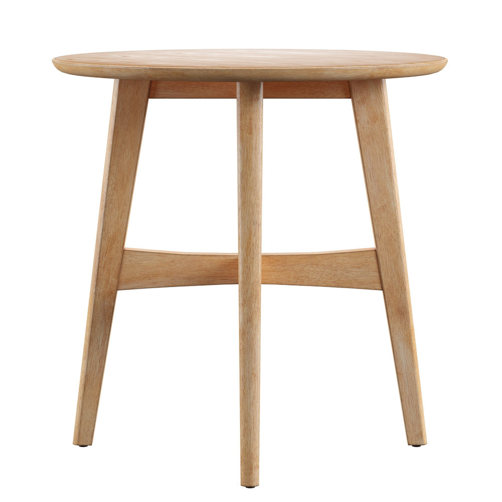 Homelegance Elora Round Rubberwood End Table with Elegant Base for Modern Living Rooms Light Oak 547AK-04(3A)
