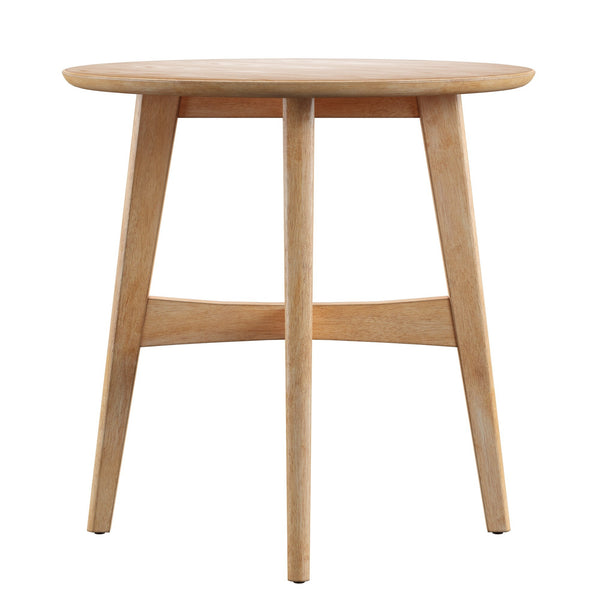 Homelegance Elora Round Rubberwood End Table with Elegant Base for Modern Living Rooms Light Oak 547AK-04(3A)