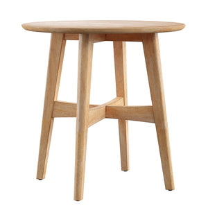 Elora Round Rubberwood End Table with Elegant Base for Modern Living Rooms