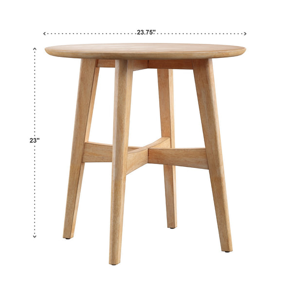 Elora Round Rubberwood End Table with Elegant Base for Modern Living Rooms