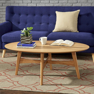 Elora Oval Coffee Table with Tapered Legs Mid-century Modern Living Room Accent