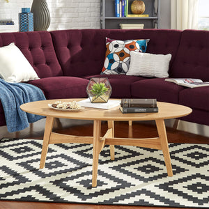 Elora Oval Coffee Table with Tapered Legs Mid-century Modern Living Room Accent