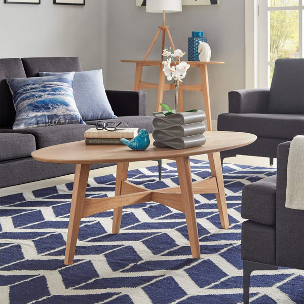 Elora Oval Coffee Table with Tapered Legs Mid-century Modern Living Room Accent