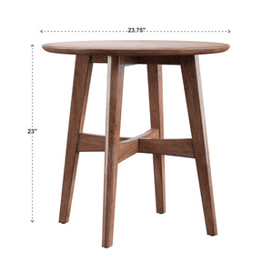 Elora Round Rubberwood End Table with Elegant Base for Modern Living Rooms