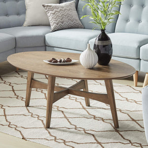 Elora Oval Coffee Table with Tapered Legs Mid-century Modern Living Room Accent
