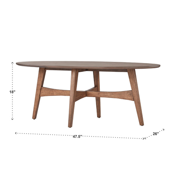Elora Oval Coffee Table with Tapered Legs Mid-century Modern Living Room Accent