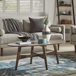 Elora Oval Coffee Table with Tapered Legs Mid-century Modern Living Room Accent