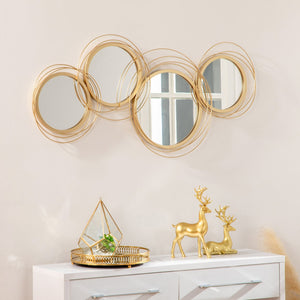 English Elm HOMCOM 3D Gold Metal Wall Art with Mirrors – Modern Hollow-Out Sculpture 46.9"x23.8" Ready-to-Hang W2225P200519