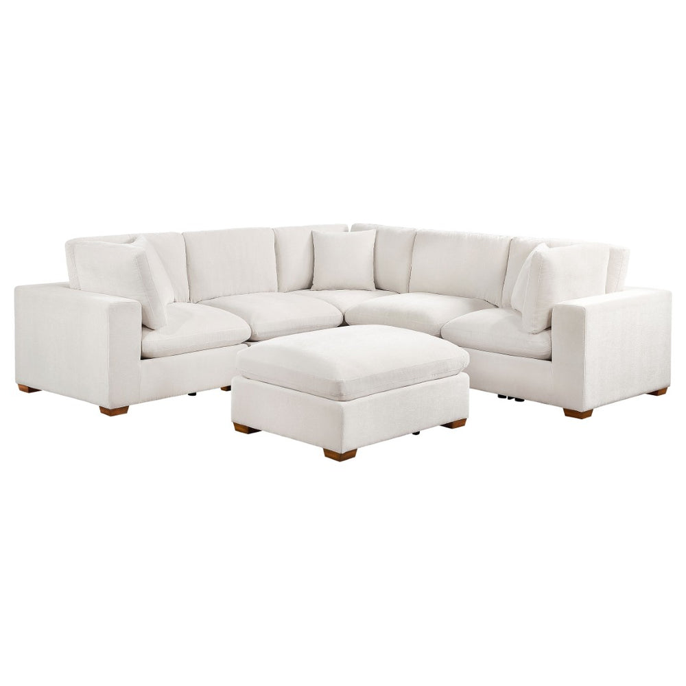 English Elm Murtagh Curved Modular Sectional Sofa with Deep Fabric Upholstery and Tapered Black Legs Ivory B062S01581