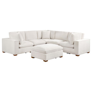 English Elm Murtagh Curved Modular Sectional Sofa with Deep Fabric Upholstery and Tapered Black Legs Ivory B062S01581