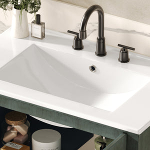 English Elm Christopher Knight Home® - 30" Vintage Bathroom Vanity with Rectangle Ceramic Sink, Rubber Wood Legs, Soft-Close Doors, Adjustable Shelves Antique blue green,Teal N817P245316B