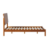 Slatted Headboard Mid-Century Modern Solid Wood Queen Bed Brown CALB5CBR Walker Edison