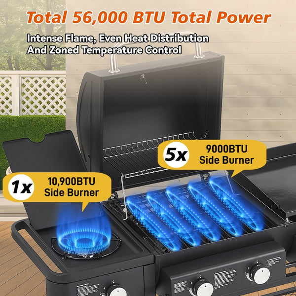 English Elm All-in-one Propane Grill Griddle Combo 745 Sq in 56000 Btu Backyard Cooker W1820P361752