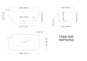 English Elm 59" Freestanding Soaking Tub Matte White Stone Resin Deep Basin Spa Bathroom T3785P490212