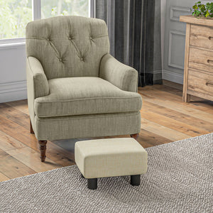 English Elm Homcom Compact Linen Ottoman Foot Rest - Versatile Beige Cube For Small Spaces, Stylish & Functional W2225P217639