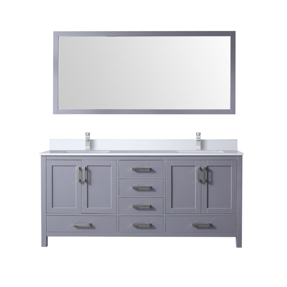 English Elm Dark Grey Double Bath Vanity 72" W x 22" D with Scratch‑Resistant Cultured Marble Top, Faucet & Mirror B2731S01023