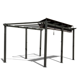 English Elm 11 11 X 16 FT Retractable Pergola with Weather-Resistant Canopy, Aluminum Frame, Easy Assembly, Versatile Outdoor Shade and Entertainment Space Dark Gray W1859S00078